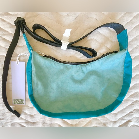 BAGGU Handbags - BAGGU Deadstock Small Nylon Crescent Bag Teal Mix